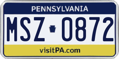 PA license plate MSZ0872