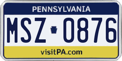PA license plate MSZ0876