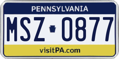 PA license plate MSZ0877
