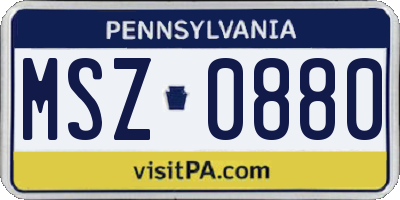 PA license plate MSZ0880