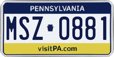PA license plate MSZ0881