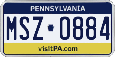 PA license plate MSZ0884