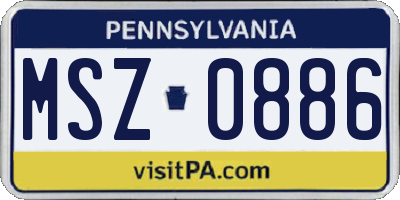 PA license plate MSZ0886