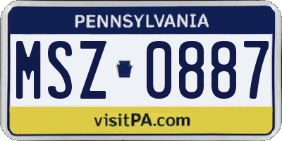 PA license plate MSZ0887