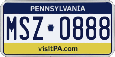 PA license plate MSZ0888