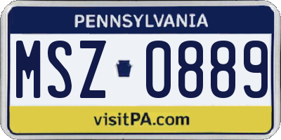 PA license plate MSZ0889
