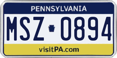 PA license plate MSZ0894