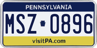 PA license plate MSZ0896
