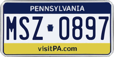 PA license plate MSZ0897