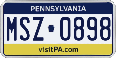 PA license plate MSZ0898