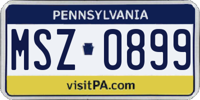 PA license plate MSZ0899