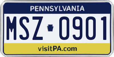 PA license plate MSZ0901