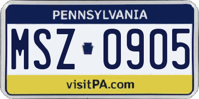 PA license plate MSZ0905
