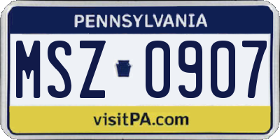 PA license plate MSZ0907