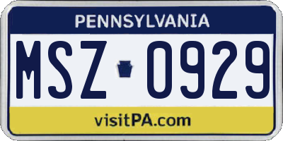 PA license plate MSZ0929