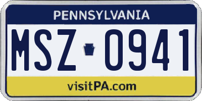 PA license plate MSZ0941
