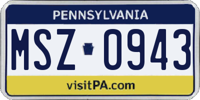 PA license plate MSZ0943