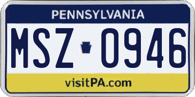 PA license plate MSZ0946