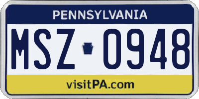 PA license plate MSZ0948