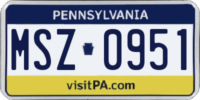 PA license plate MSZ0951