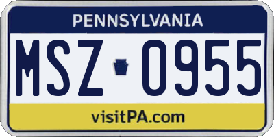 PA license plate MSZ0955