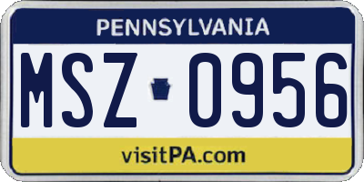 PA license plate MSZ0956