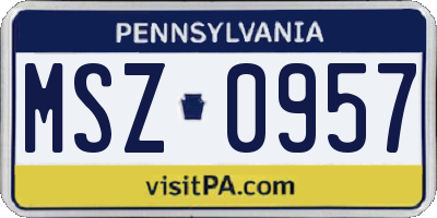 PA license plate MSZ0957