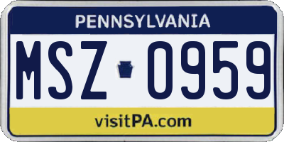 PA license plate MSZ0959