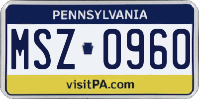 PA license plate MSZ0960