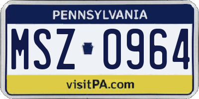 PA license plate MSZ0964