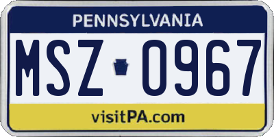 PA license plate MSZ0967