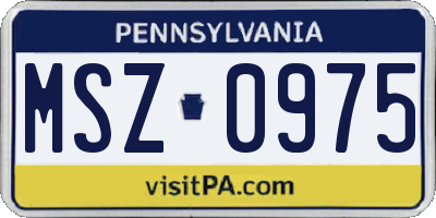 PA license plate MSZ0975