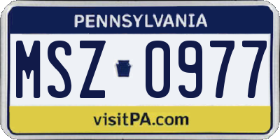 PA license plate MSZ0977