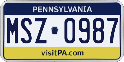 PA license plate MSZ0987