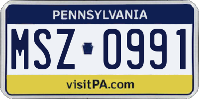 PA license plate MSZ0991
