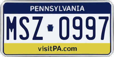 PA license plate MSZ0997