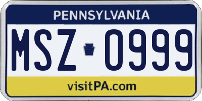 PA license plate MSZ0999