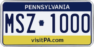 PA license plate MSZ1000