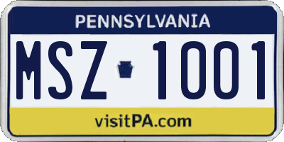 PA license plate MSZ1001