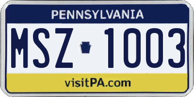 PA license plate MSZ1003