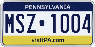 PA license plate MSZ1004