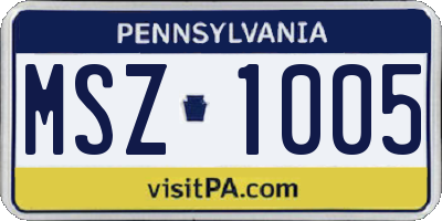 PA license plate MSZ1005