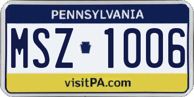 PA license plate MSZ1006