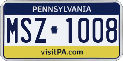 PA license plate MSZ1008