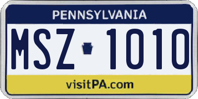 PA license plate MSZ1010