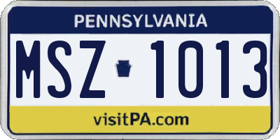 PA license plate MSZ1013