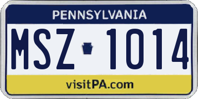 PA license plate MSZ1014