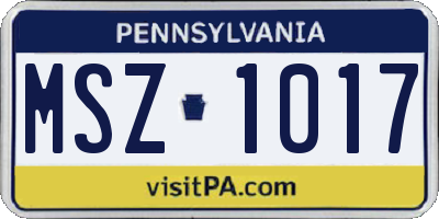 PA license plate MSZ1017
