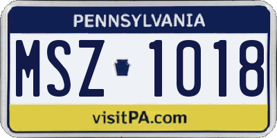 PA license plate MSZ1018