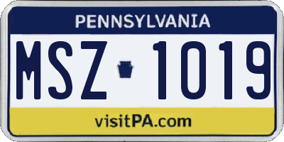 PA license plate MSZ1019